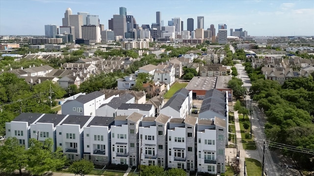 bird's eye view with a city view