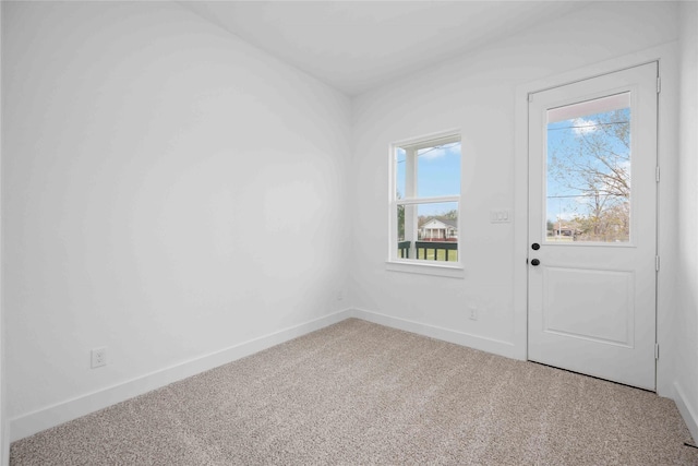 interior space featuring baseboards and carpet flooring