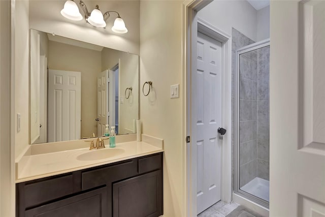 full bath featuring vanity and a stall shower