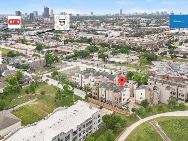bird's eye view with a city view