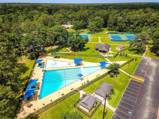 16611 River Wood Ct, Crosby, TX 77532 - drone / aerial view with a wooded view