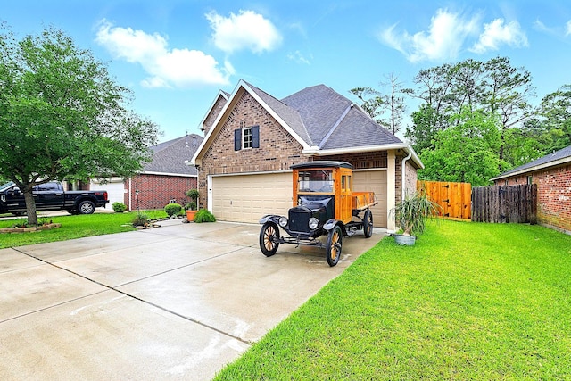 16611 River Wood Ct, Crosby, TX 77532 - exterior space featuring a lawn, driveway, brick siding, and a garage