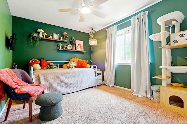 16611 River Wood Ct, Crosby, TX 77532 - bedroom with a ceiling fan, carpet floors, and baseboards