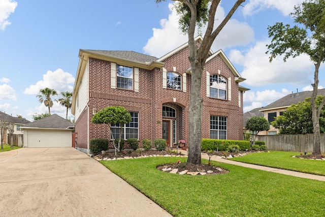 3719 Arundel Gardens Ln, Sugar Land, TX 77498 - view of front of house featuring brick siding, a garage, and an outbuilding