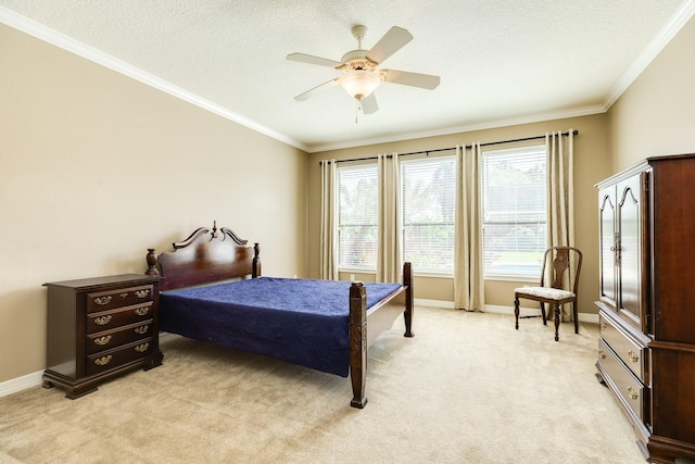 51 Scotch Pine Ct, Lake Jackson, TX 77566 - bedroom with baseboards, light carpet, multiple windows, and crown molding