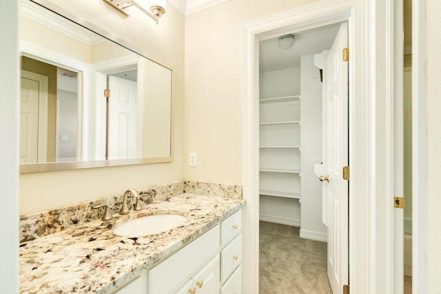 51 Scotch Pine Ct, Lake Jackson, TX 77566 - bathroom with crown molding and vanity