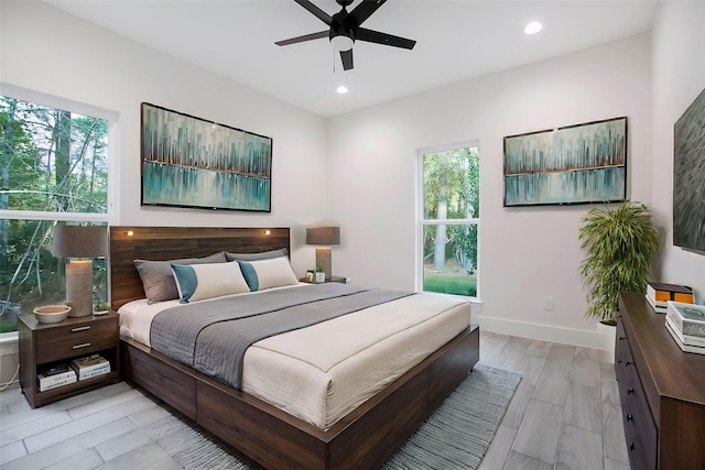 17522 Julianne Dr, Waller, TX 77484 - bedroom with baseboards, recessed lighting, and ceiling fan
