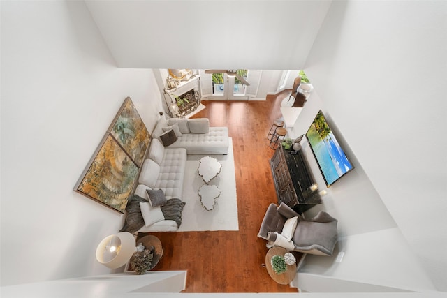 452 Mariners Dr, Kemah, TX 77565 - living area with wood finished floors and french doors