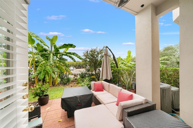 452 Mariners Dr, Kemah, TX 77565 - view of patio / terrace with an outdoor living space and fence