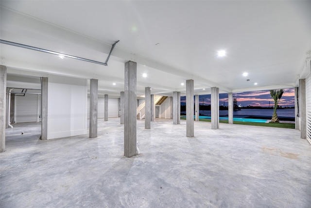 basement with recessed lighting