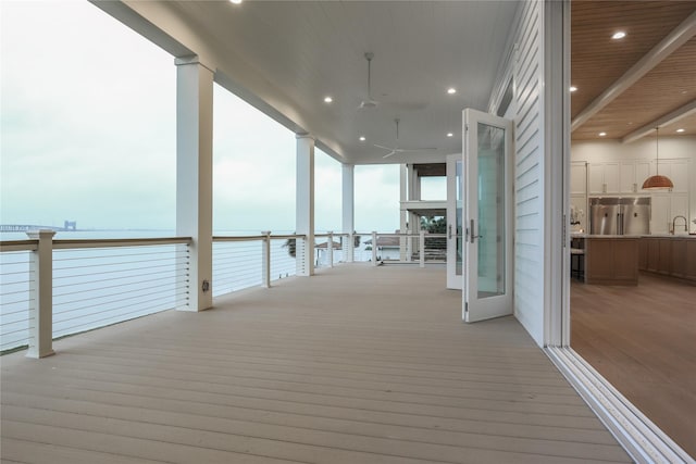 426 81st St, Galveston, TX 77554 - wooden terrace featuring a sink