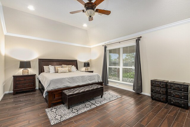bedroom with baseboards and wood finished floors