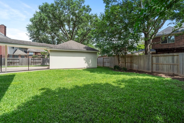view of yard with a fenced backyard