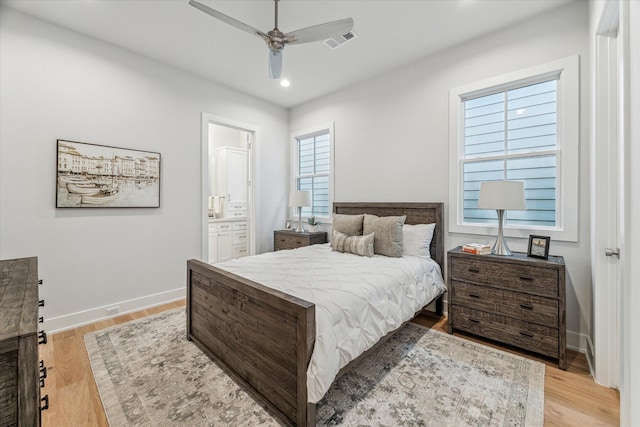 714 E 21st St, Houston, TX 77008 - bedroom with baseboards, visible vents, light wood-type flooring, and recessed lighting