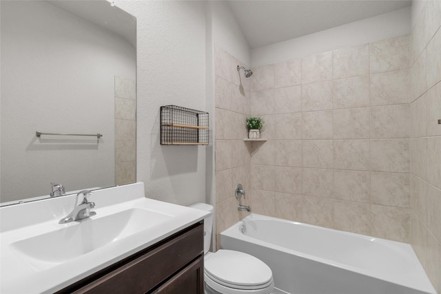 full bath with vanity, shower / bathing tub combination, and toilet