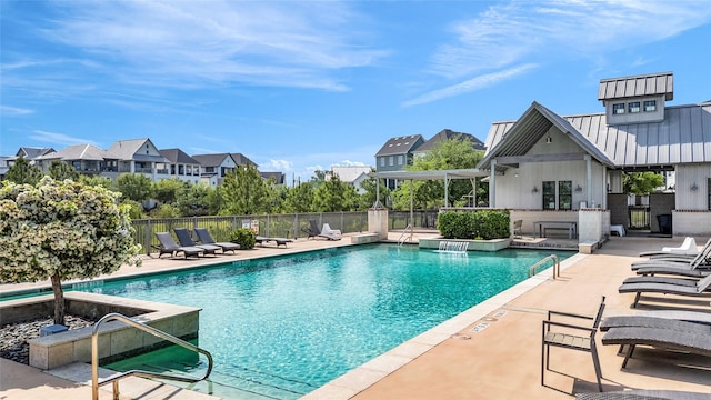8711 Park Kolbe Ln, Houston, TX 77080 - community pool featuring a patio, fence, a residential view, and outdoor dry bar