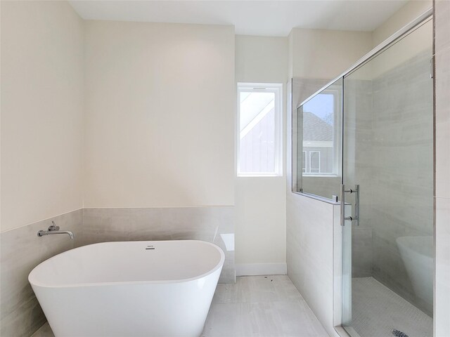 5931 Beall St A-B, Unit A-B Houston, TX 77091 - full bathroom featuring a shower stall and a soaking tub
