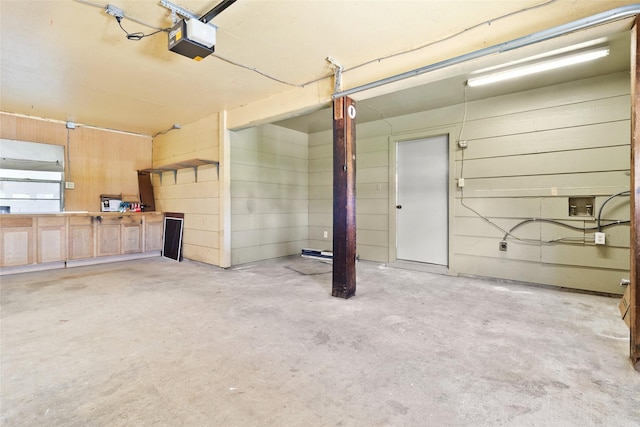 garage with a garage door opener