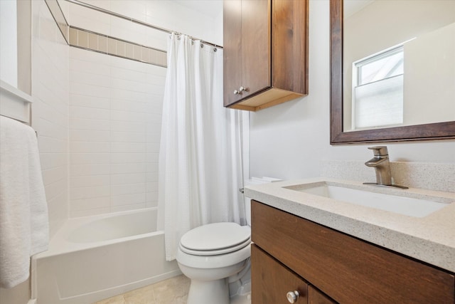 1946 Vermont St, Houston, TX 77019 - bathroom with toilet, vanity, shower / bath combo, and tile patterned flooring