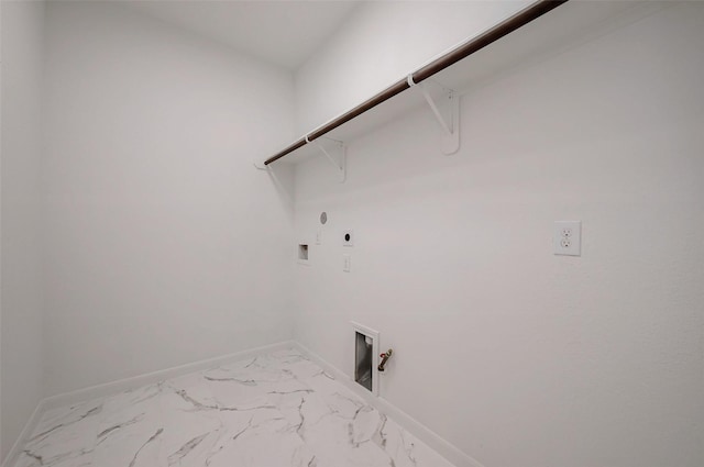 laundry area with electric dryer hookup, gas dryer hookup, washer hookup, and laundry area
