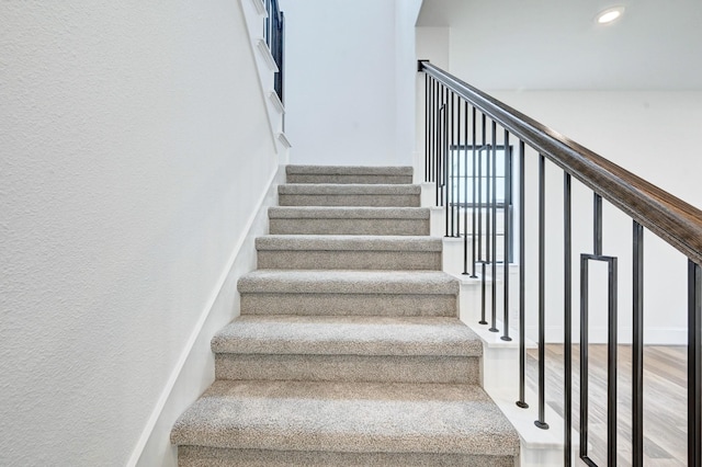 stairway with recessed lighting