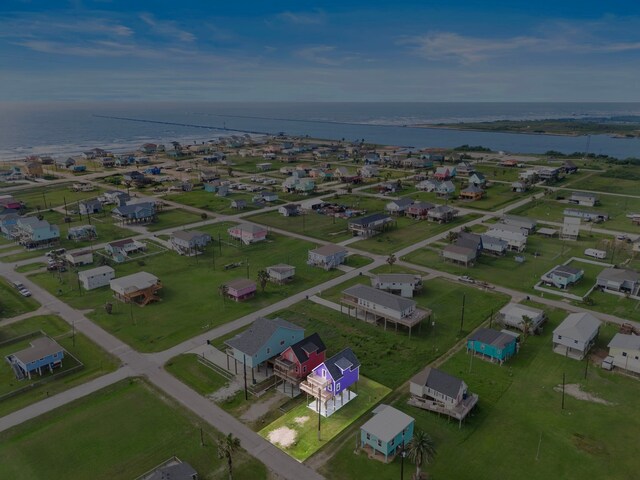 aerial view featuring a residential view and a water view