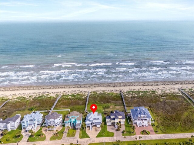 19427 Shores Dr, Galveston, TX 77554 - drone / aerial view featuring a view of the beach, a residential view, and a water view