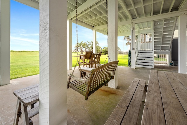 19427 Shores Dr, Galveston, TX 77554 - view of patio / terrace with stairs