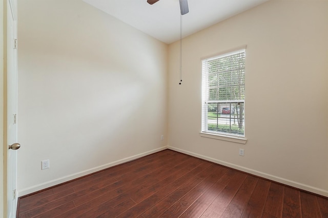 3635 Sunlight Hill Ln, Spring, TX 77386 - spare room featuring a ceiling fan, dark wood-style floors, and baseboards