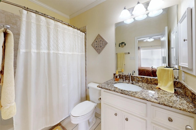 13671 Suzanne Pl, College Station, TX 77845 - full bathroom featuring toilet, crown molding, and vanity