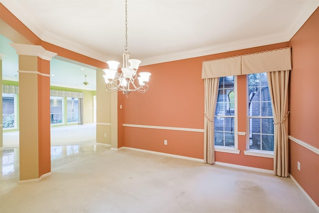 13727 Aspen Cove Dr, Houston, TX 77077 - carpeted spare room with a chandelier, ornamental molding, and baseboards