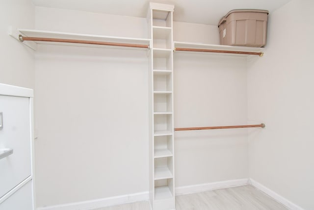 walk in closet featuring wood finished floors