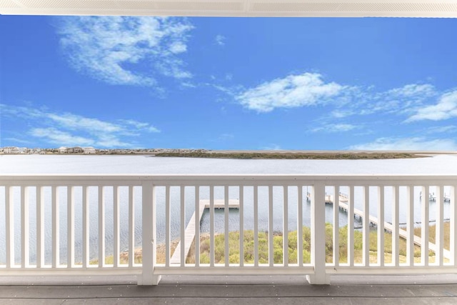 deck with a water view