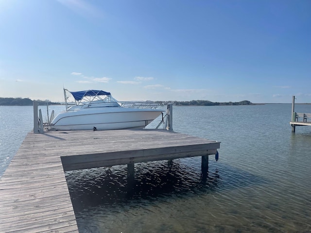 view of dock featuring a water view