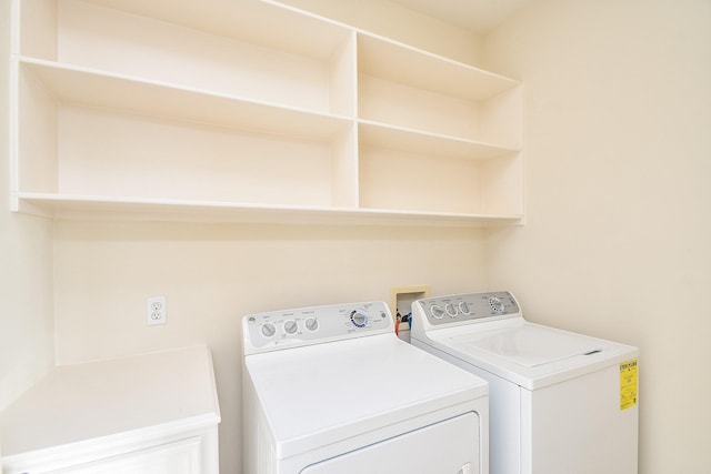 laundry room with washer and dryer and laundry area