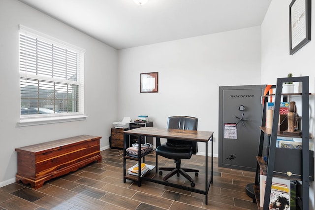 office with wood tiled floor and baseboards
