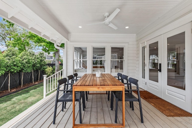 1202 Ashland St, Houston, TX 77008 - sunroom / solarium with french doors, outdoor dining space, and ceiling fan