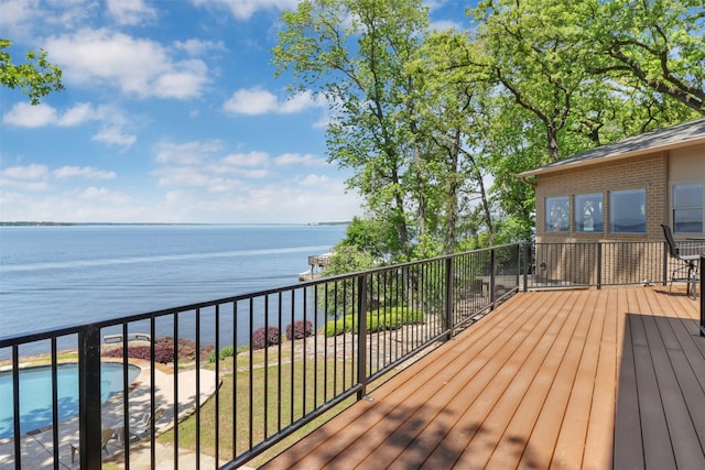20998 Kiva Cir, Flint, TX 75762 - deck with a water view and a fenced in pool