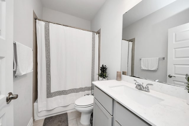 2242 Bayleaf Manor Dr, Manvel, TX 77578 - full bath with toilet, shower / bathtub combination with curtain, tile patterned flooring, and vanity