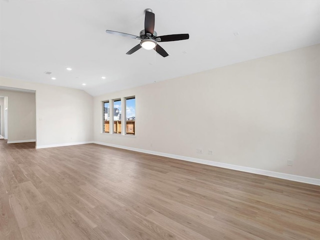 4203 Chloe Ridge Ln, Fulshear, TX 77441 - unfurnished room with baseboards, recessed lighting, ceiling fan, and light wood-style floors