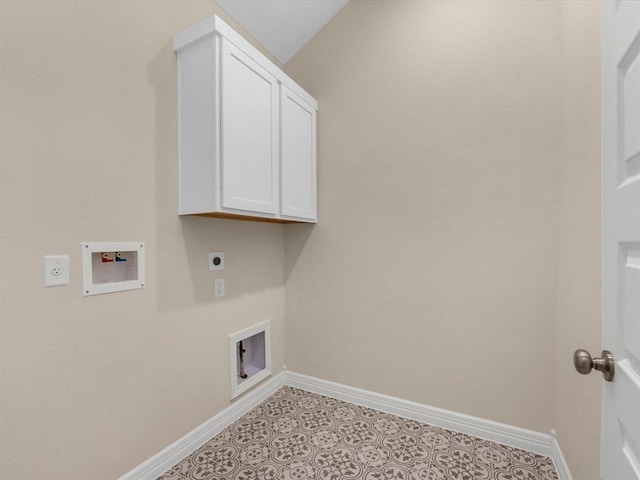 4203 Chloe Ridge Ln, Fulshear, TX 77441 - laundry room featuring hookup for a washing machine, electric dryer hookup, cabinet space, and baseboards