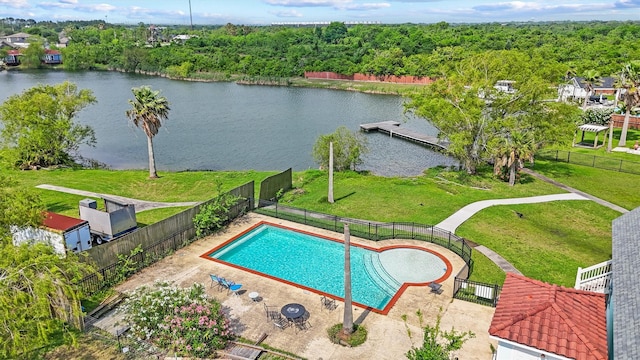 254 Debbie Ln, Dickinson, TX 77539 - bird's eye view of a nearby body of water and a pool