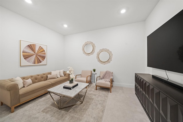 4623 Bridgewood Dr, Spring, TX 77386 - living area featuring light colored carpet, recessed lighting, and baseboards