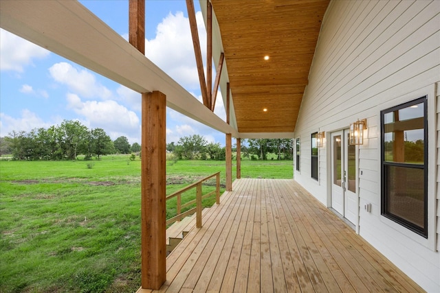 1935 Willow Rd, Wallis, TX 77485 - wooden deck featuring french doors and a lawn