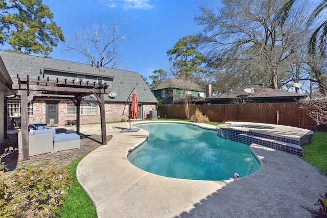 view of pool with a patio, a pergola, and a fenced backyard