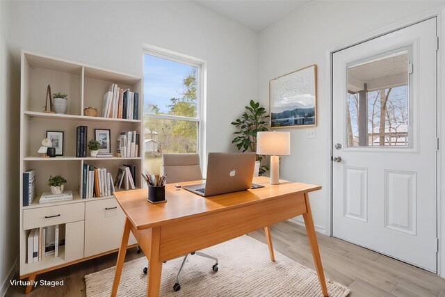 office featuring light wood finished floors and a wealth of natural light