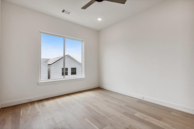 4705 Gibson St, Houston, TX 77007 - unfurnished room with baseboards, ceiling fan, light wood finished floors, and recessed lighting