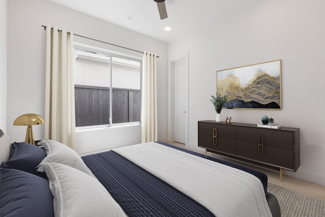 4705 Gibson St, Houston, TX 77007 - bedroom featuring a ceiling fan, recessed lighting, and baseboards