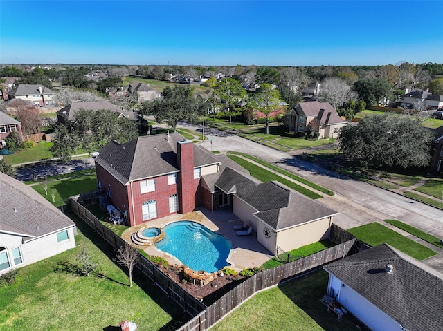 bird's eye view with a residential view