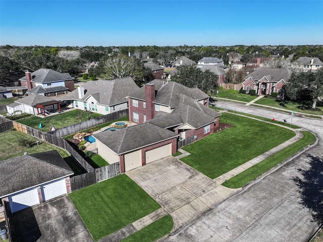 aerial view with a residential view